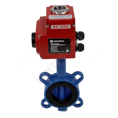 Затвор дисковый поворотный чугун межфл диск чугун манжета EPDM с электроприводом QB 220В 2010HA Benarmo