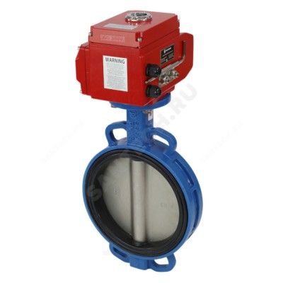 Затвор дисковый поворотный чугун межфл диск нерж манжета EPDM с электроприводом Q 220В Benarmo