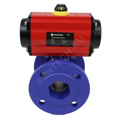 Кран шаровой чугун Ру16 фл полнопроходной с пневмоприводом Benarmo