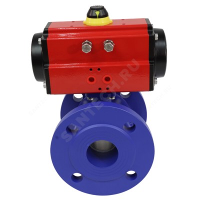 Кран шаровой чугун Ру16 фл полнопроходной с пневмоприводом Benarmo