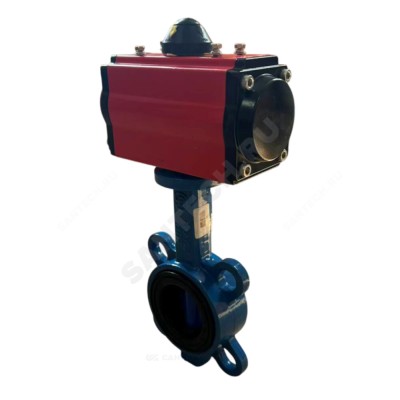 Затвор дисковый поворотный чугун межфл диск чугун манжета EPDM с пневмоприводом Benarmo