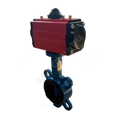 Затвор дисковый поворотный чугун межфл диск нерж манжета EPDM с пневмоприводом Benarmo