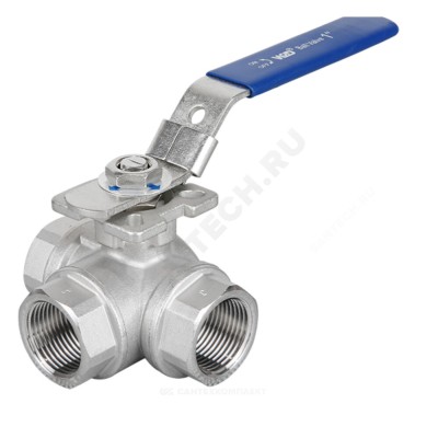 Кран шаровой нерж CF8М 4031HA ВР полнопроходной 3-ходовой Г-образный Benarmo